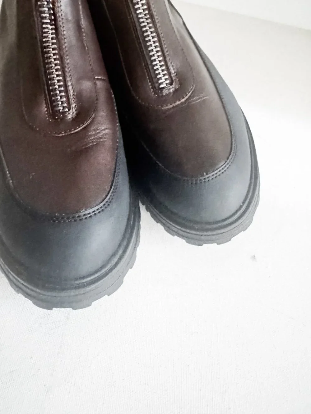 Ron White Shearling Lined Waterproof Leather Zip Closure Winter Snow Boots 41